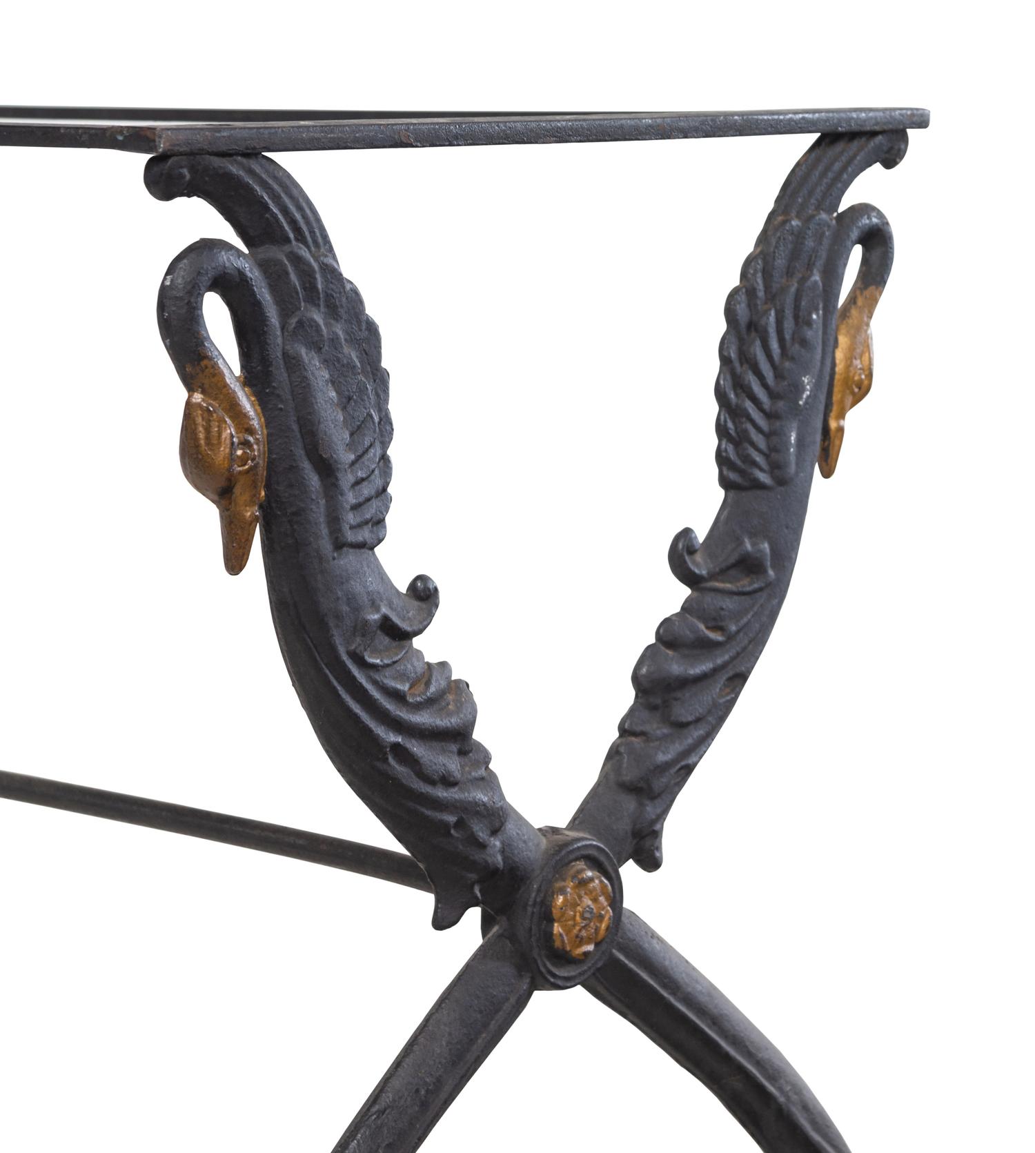 An Empire Style Parcel Gilt Iron Console Table Base