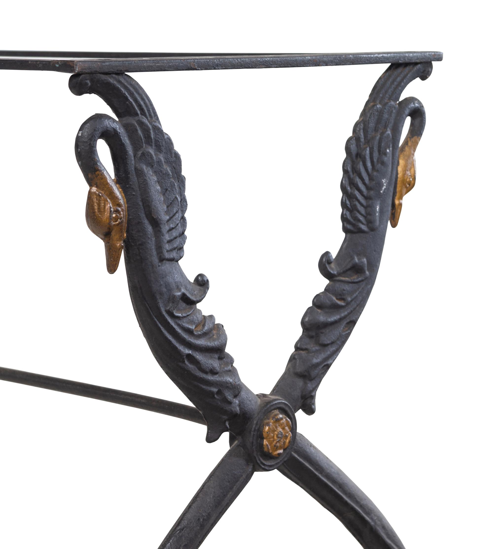 An Empire Style Parcel Gilt Iron Console Table Base