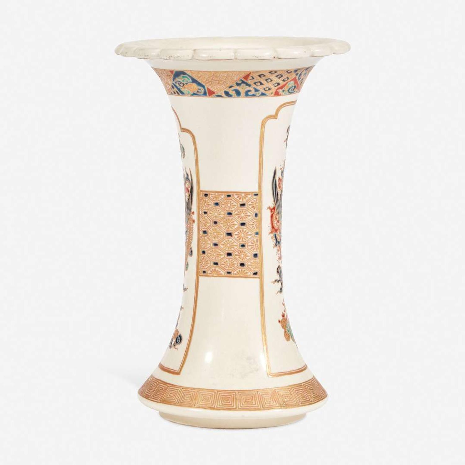 A Japanese enameled Satsuma pottery flared vase 19th century