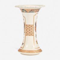 A Japanese enameled Satsuma pottery flared vase 19th century