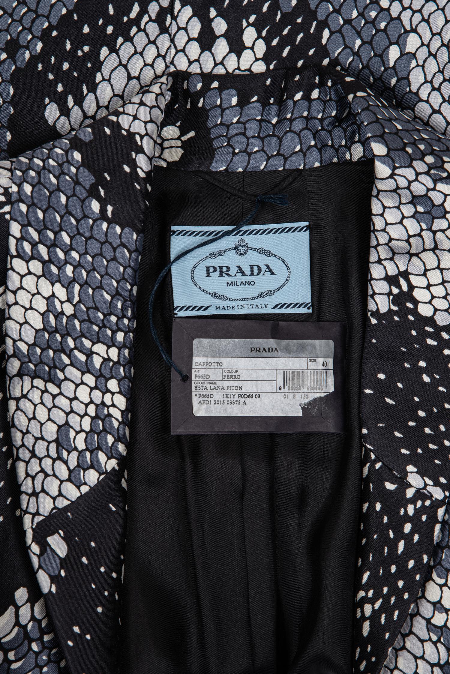 Prada Blue Snake Skin Print Coat, c.2010s