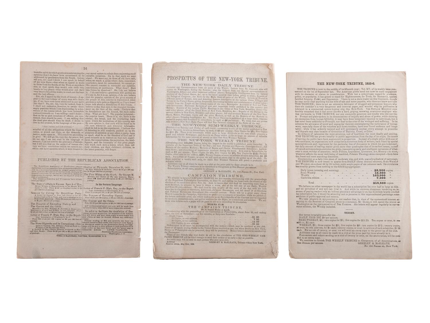 [SLAVERY & ABOLITION]. A broadside and group of pamphlets related to slavery and abolition in Kansas prior to the Civil War, comprising: