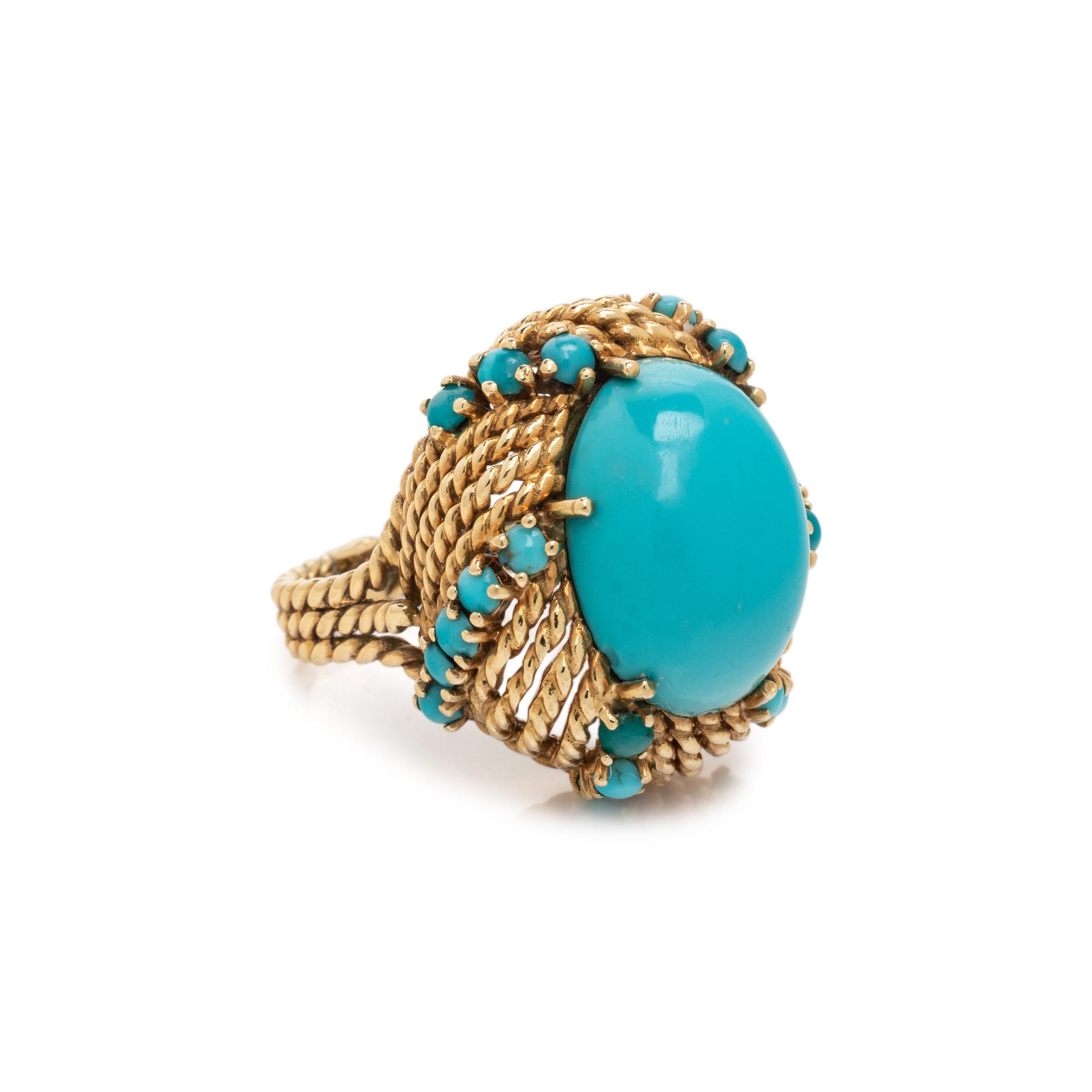 SYNTHETIC TURQUOISE AND TURQUOISE RING