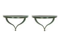 A Pair of Green-Painted Demilune Console Tables by Jessup