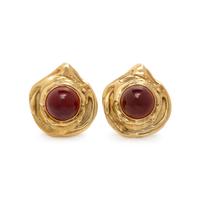 Elizabeth Gage, Carnelian and Yellow Gold Earrings
