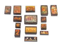 Fourteen Russian Lacquer Boxes