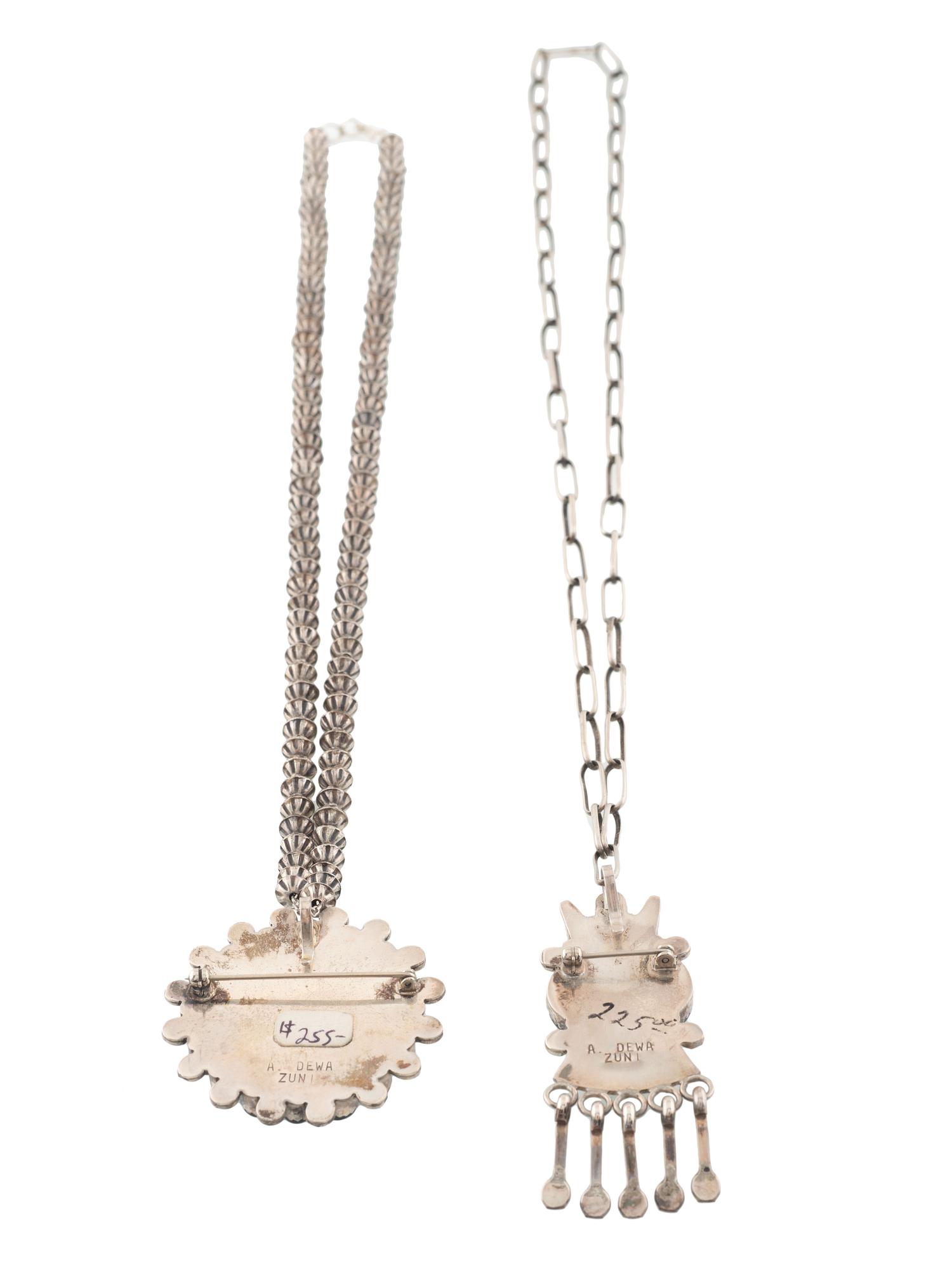 Silver and Mosaic Inlay Sunface AND Katsina Necklaces