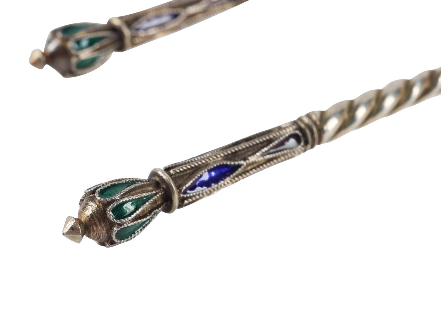 A Set of Six Russian Enameled Teaspoons
