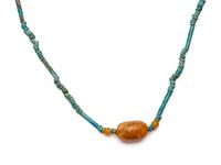 Two Egyptian Carnelian, Bead, and Faience Necklaces