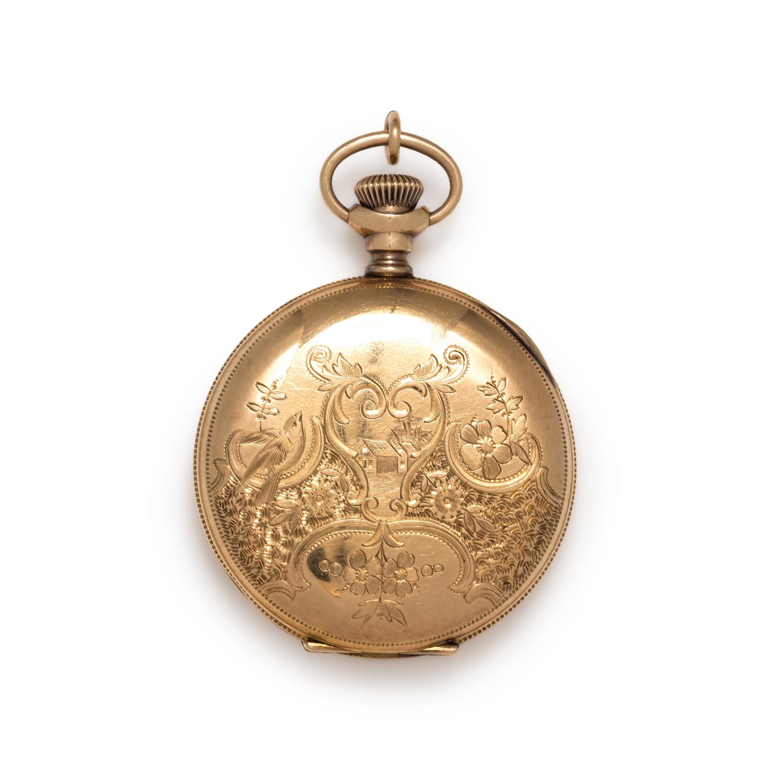 WALTHAM, 14K YELLOW GOLD HUNTER CASE POCKET WATCH