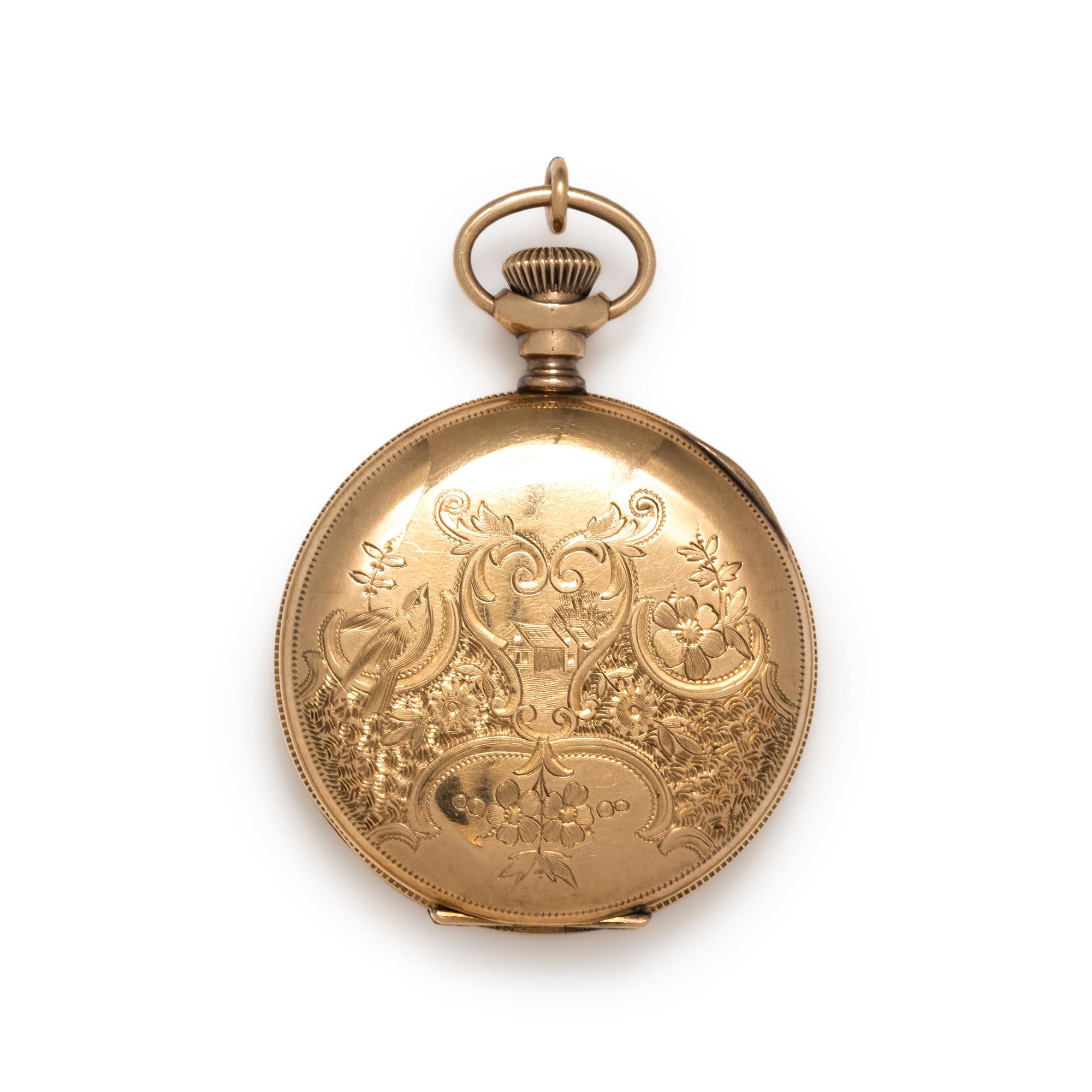 WALTHAM, 14K YELLOW GOLD HUNTER CASE POCKET WATCH
