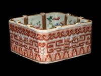 A Famille Rose Porcelain Square Brush Washer