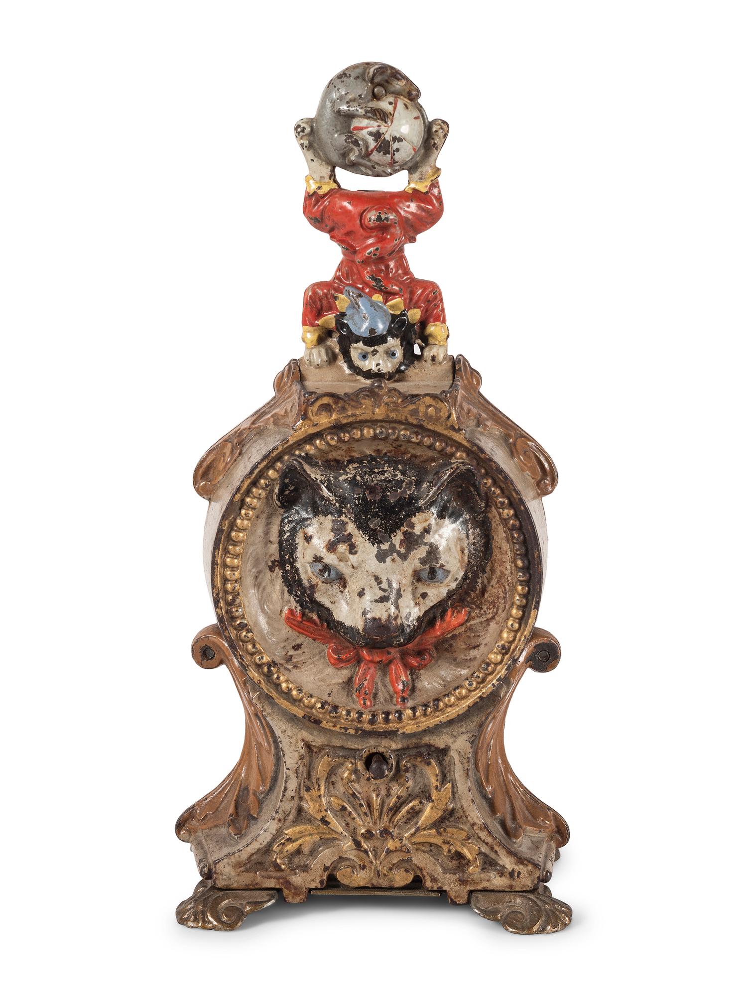 A J. & E. Stevens Cat and Mouse Cast Iron Mechanical Bank