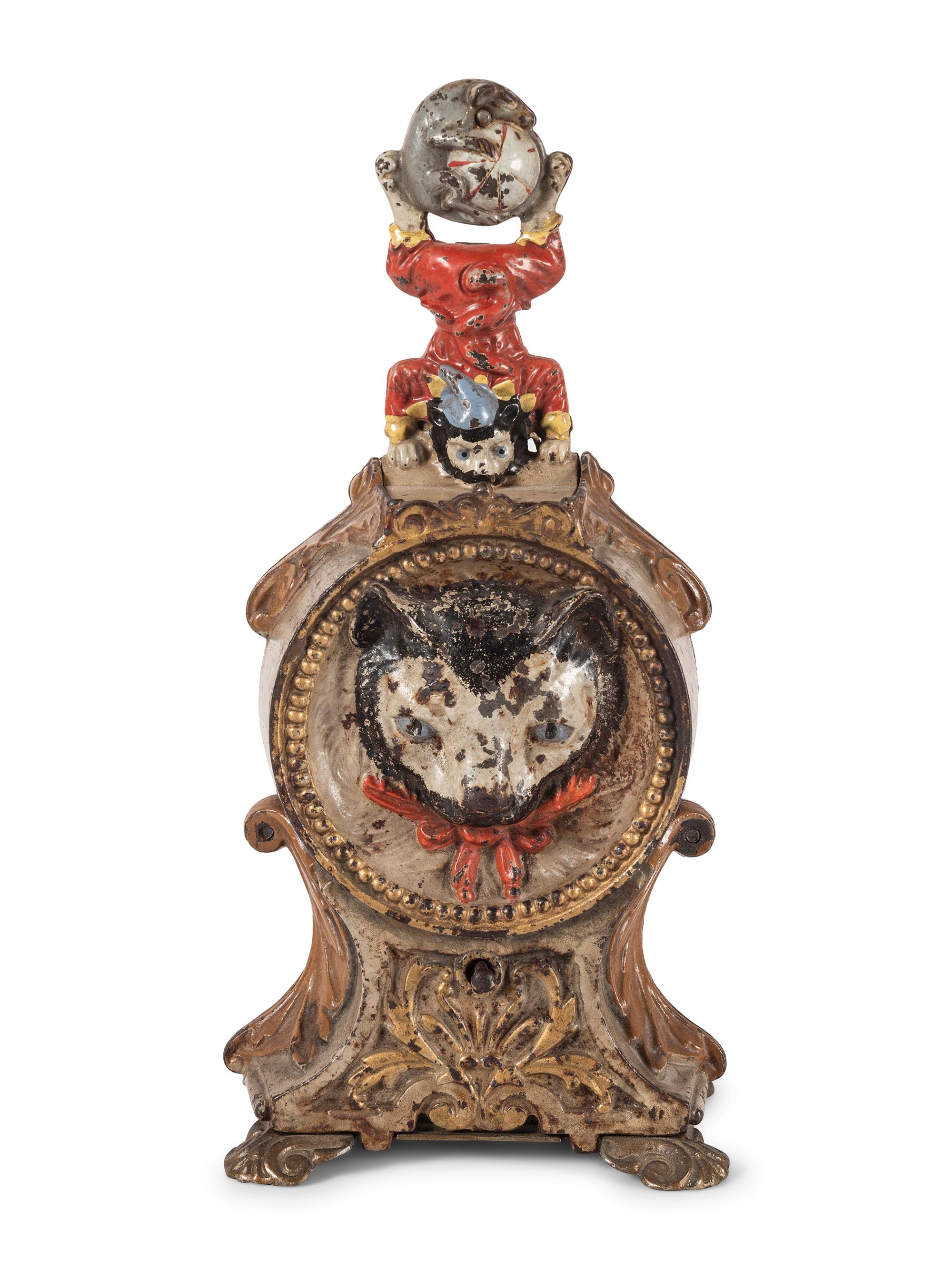 A J. & E. Stevens Cat and Mouse Cast Iron Mechanical Bank