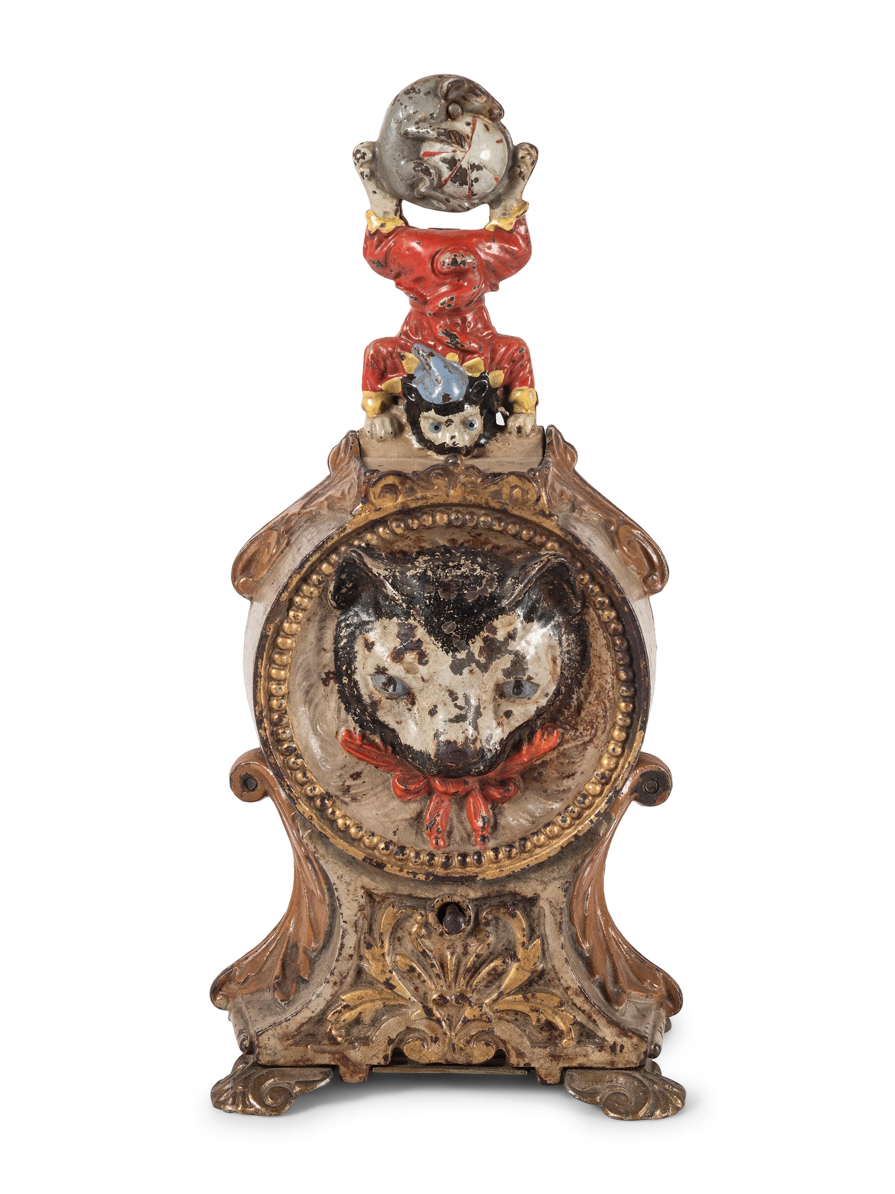 A J. & E. Stevens Cat and Mouse Cast Iron Mechanical Bank