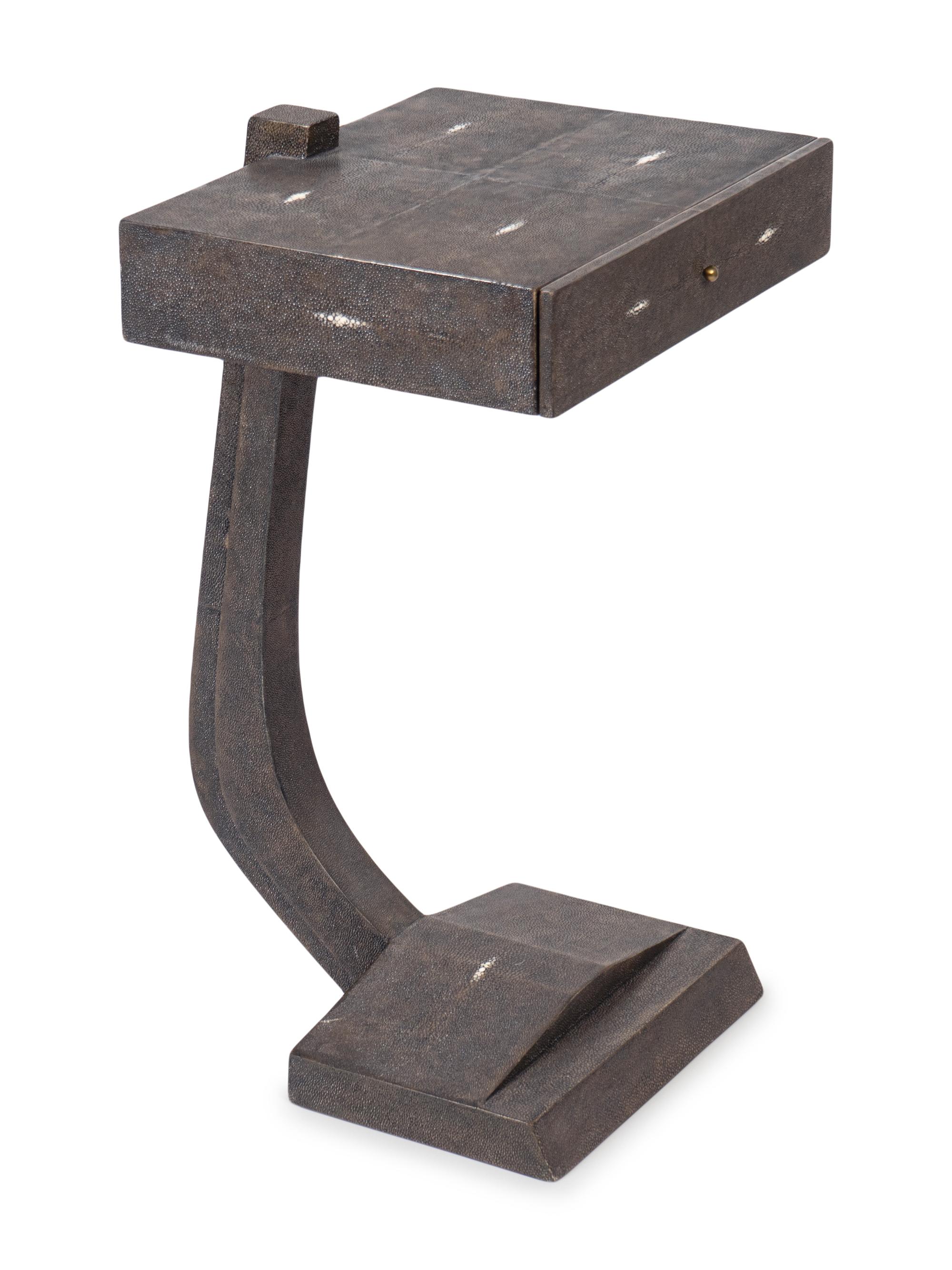 An Art Deco Gray Faux Shagreen Side Table — 20TH CENTURY
