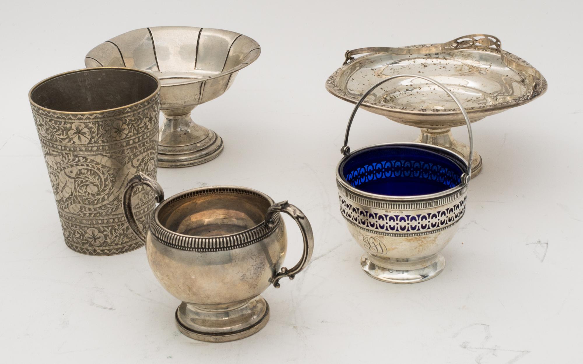 A Collection of Weighted Silver Table Articles, various makers, comprising candlesticks, tazze, creamers, vases, casters and bowls.
