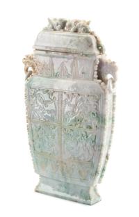 A Burmese Jade Covered Urn Height 19 inches.