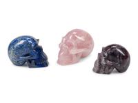 Three Carved Semiprecious Stone Skulls