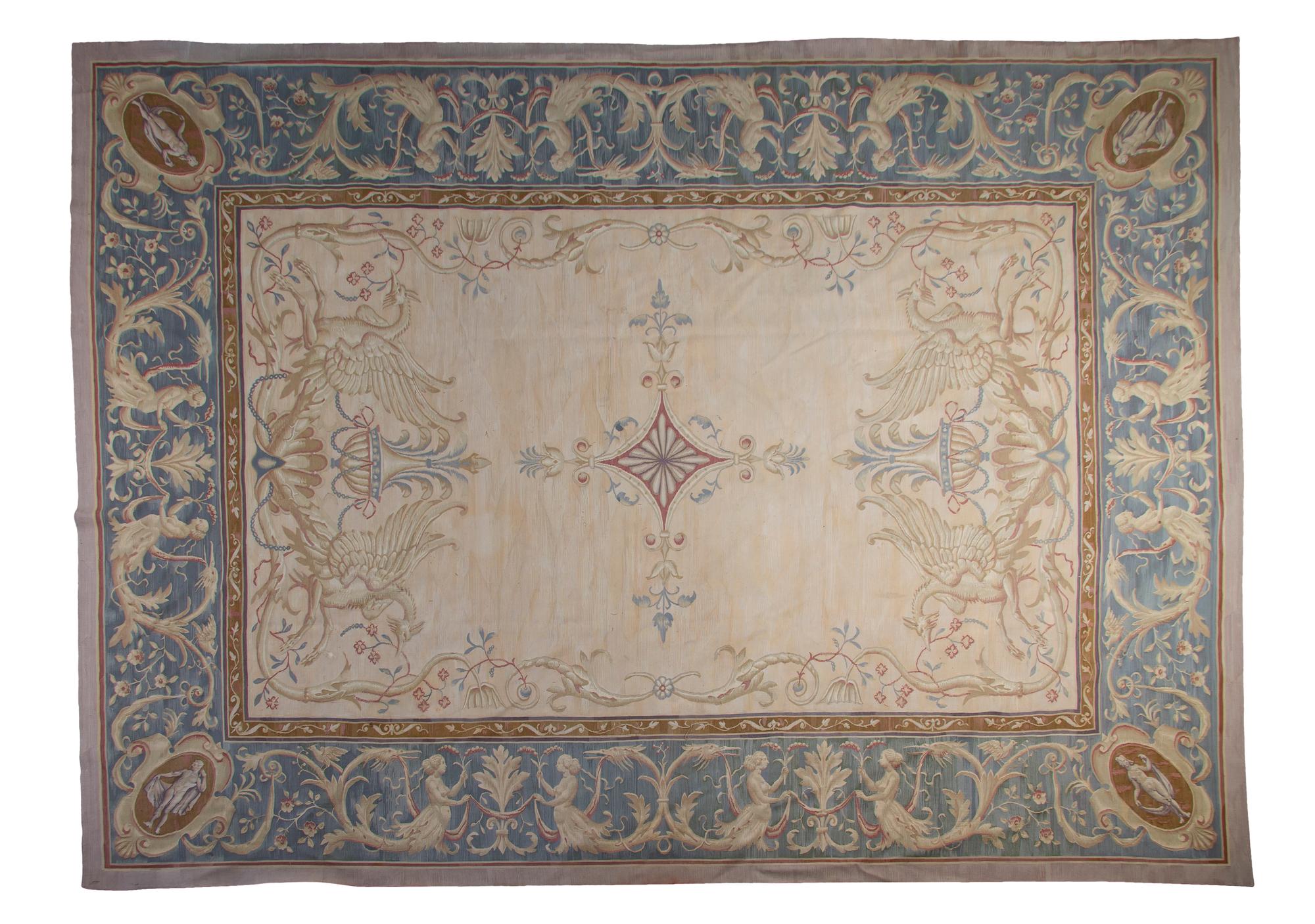 A Pair of Aubusson Carpets, 14 feet 5 inches x 10 feet 11 inches each.