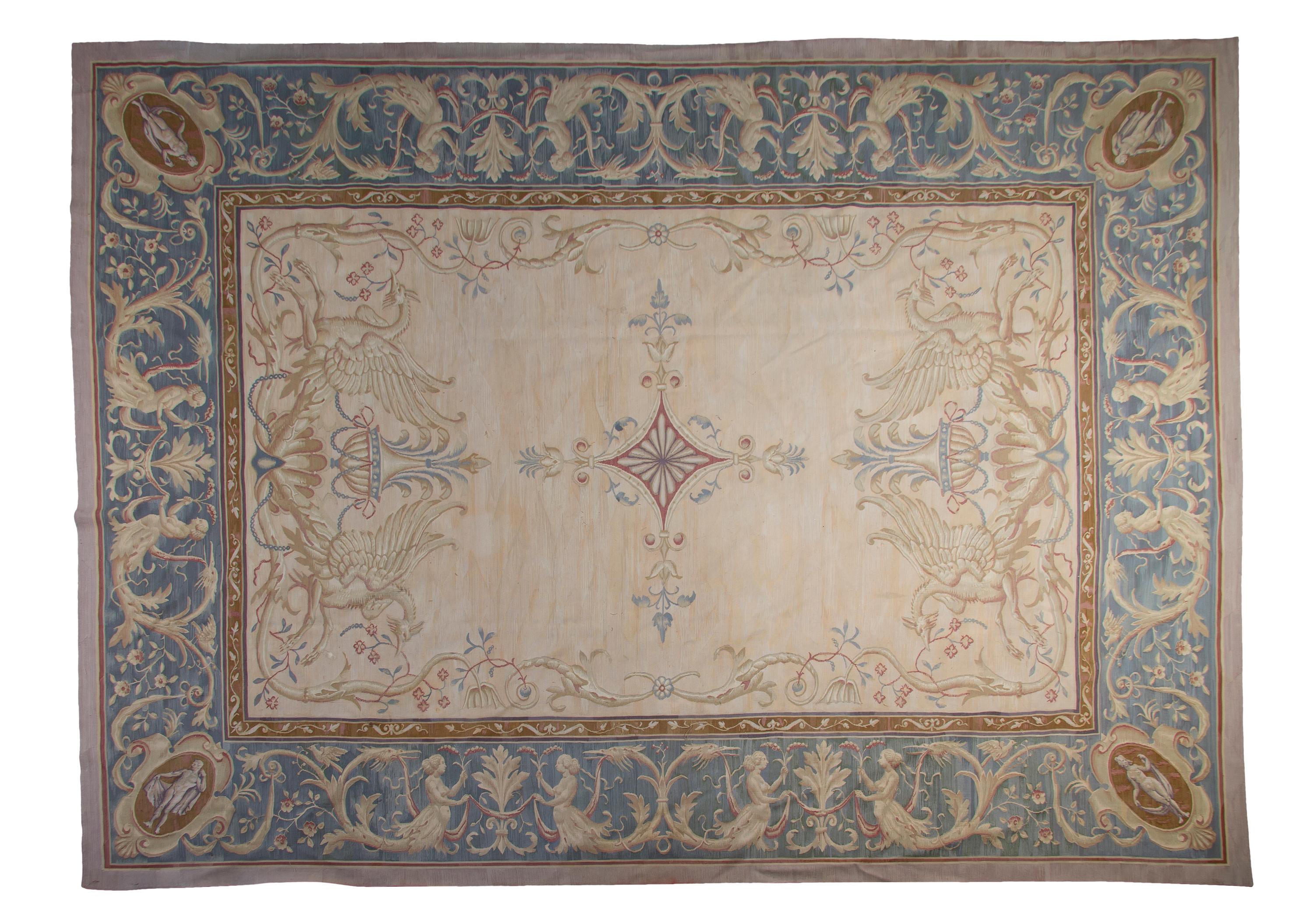 A Pair of Aubusson Carpets, 14 feet 5 inches x 10 feet 11 inches each.