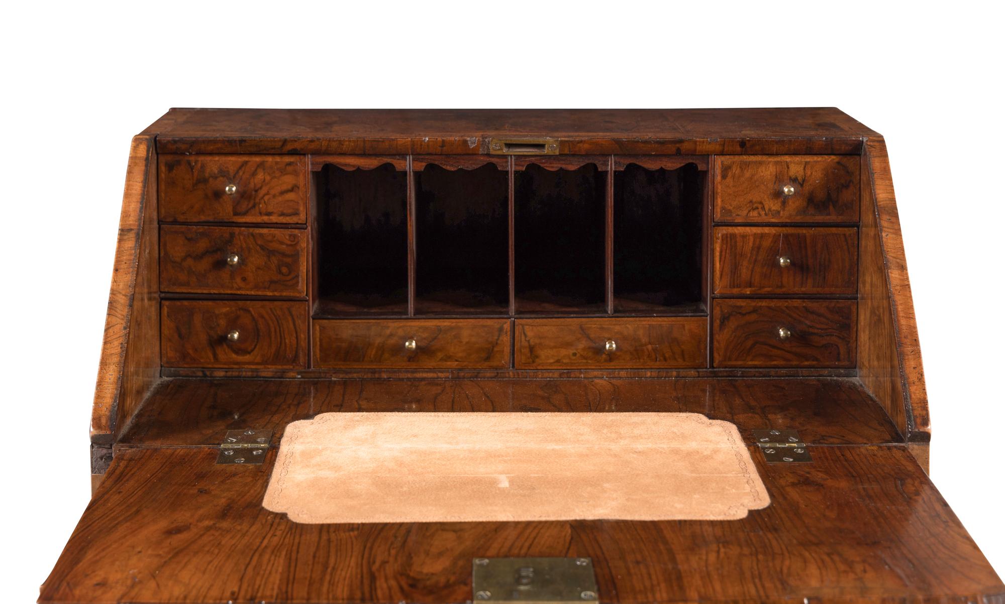 A George II Walnut Slantfront Bureau