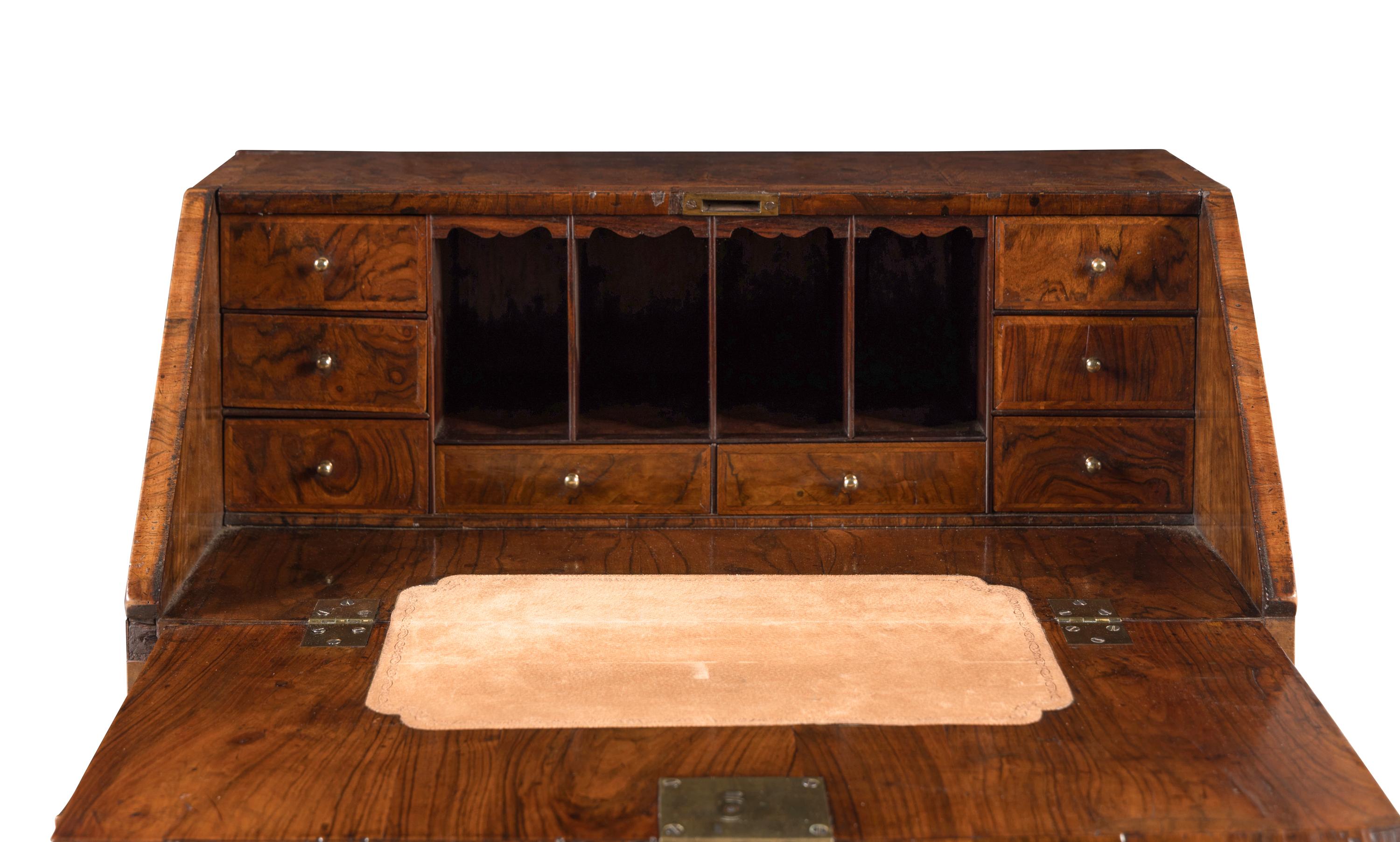 A George II Walnut Slantfront Bureau