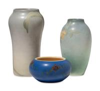 Three Artist Decorated Rookwood Pottery Vellum Table Articles