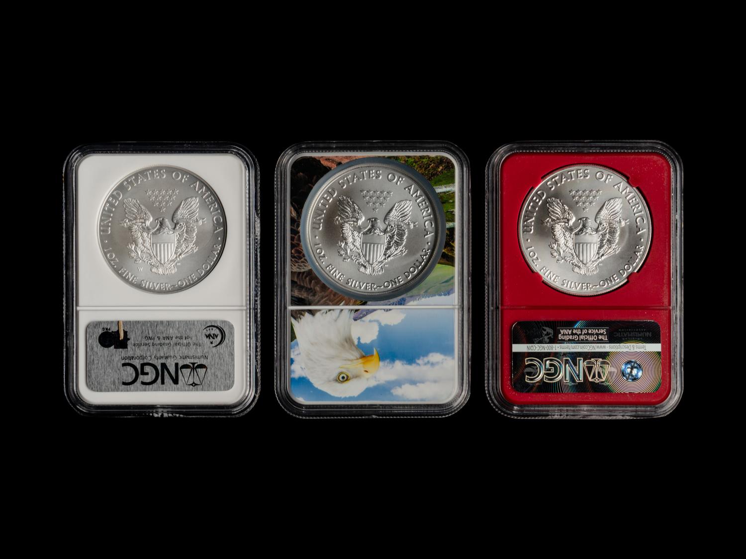 A Collection of Thirty-Seven NGC MS70 and MS69 Silver Eagle $1 Coins
