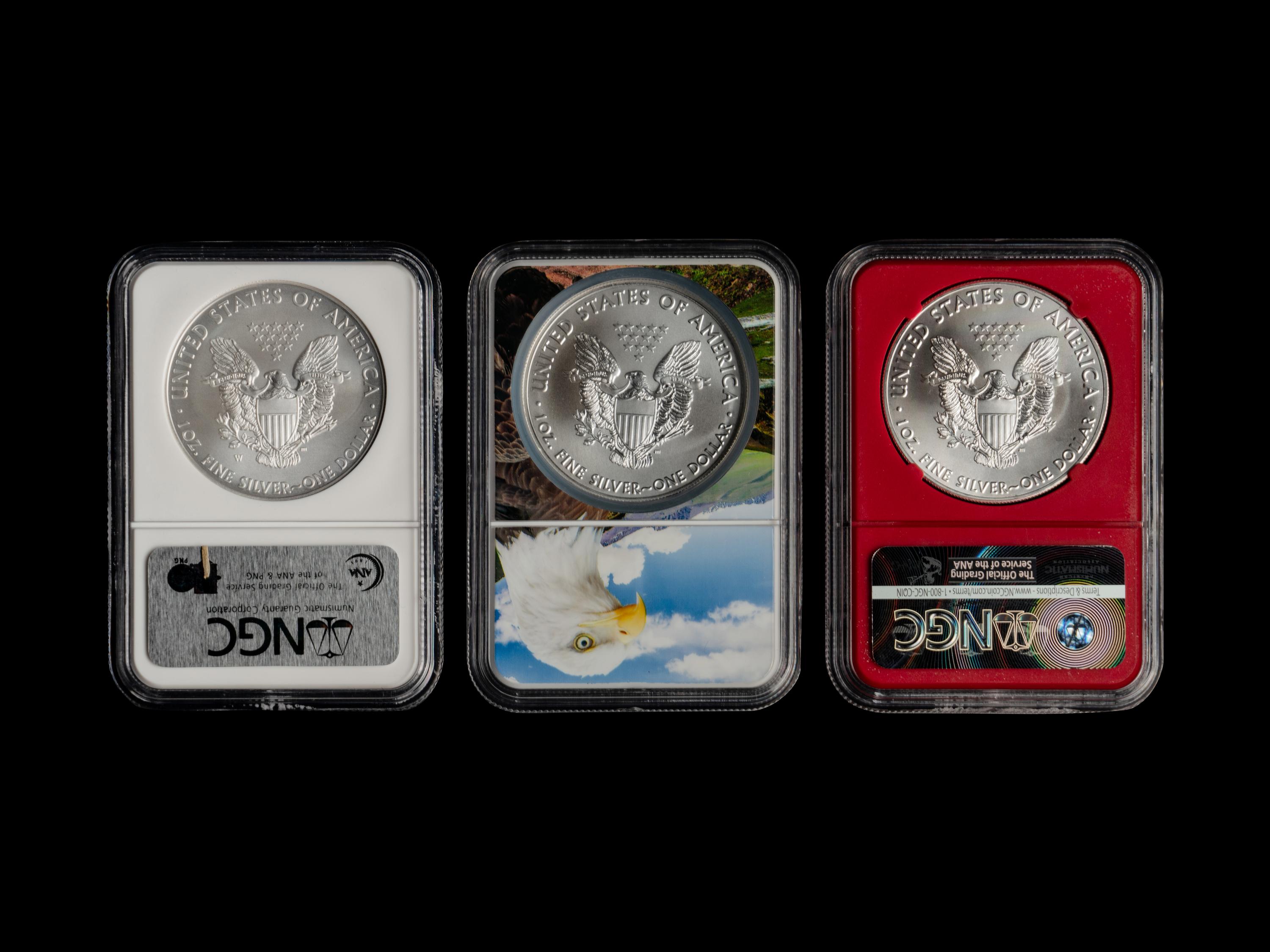 A Collection of Thirty-Seven NGC MS70 and MS69 Silver Eagle $1 Coins