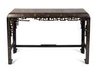 A Chinese Black and Gilt Lacquer Console Table — 20TH CENTURY