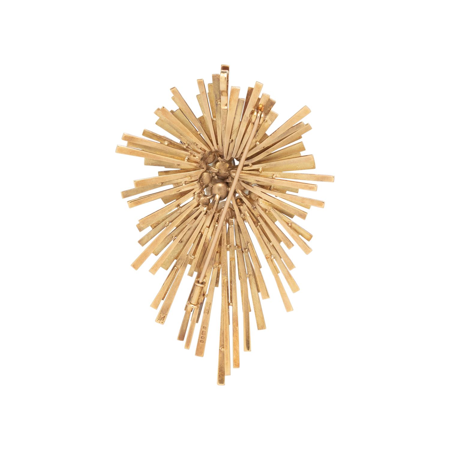 DAVID THOMAS, YELLOW GOLD, DIAMOND, CULTURED PEARL AND SAPPHIRE PENDANT/NECKLACE