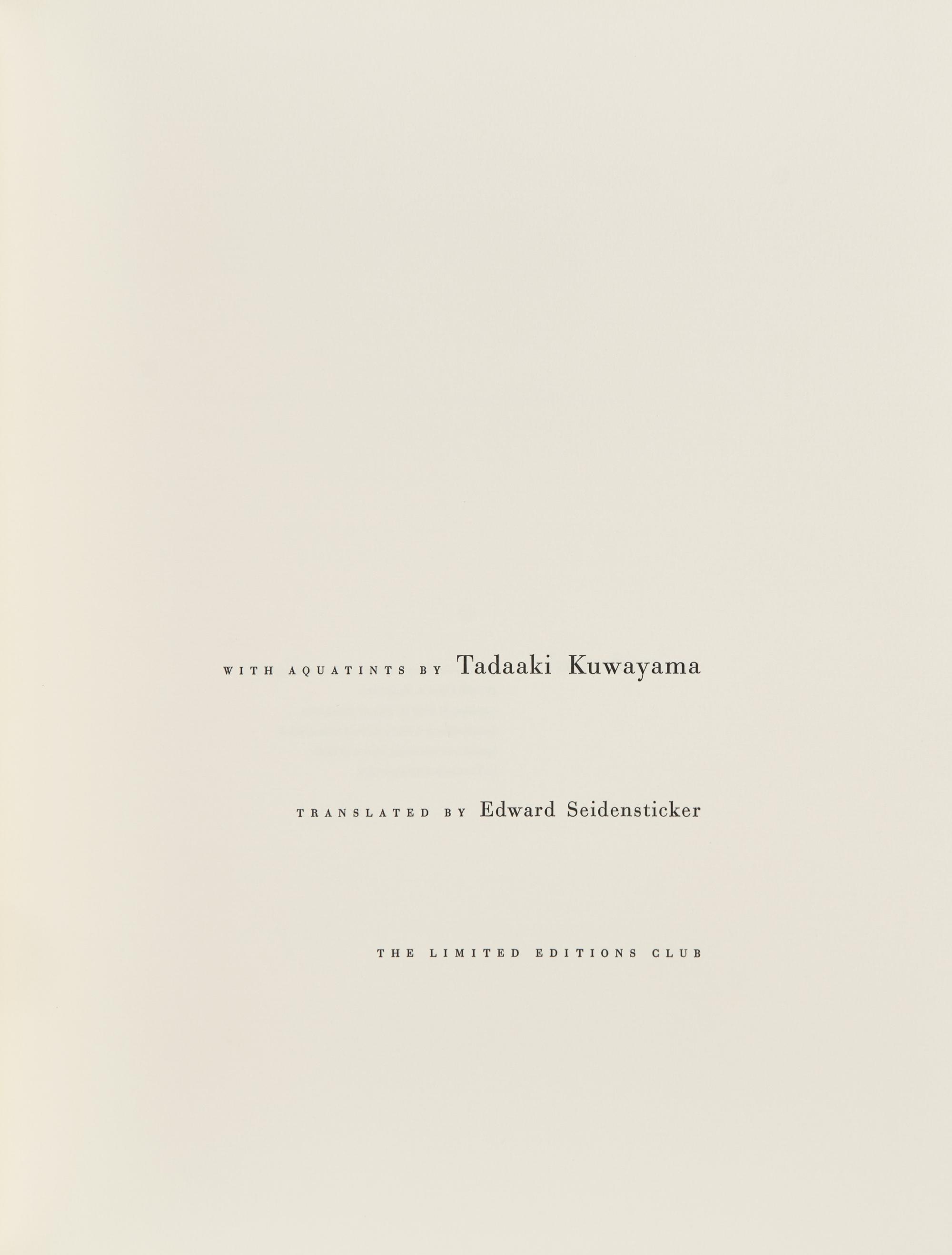 [LIMITED EDITIONS CLUB]. KAWABATA, Yasunari (1899-1972). Snow Country . New York: The Limited Editions Club, [1990].