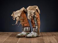Northern Plains Beaded Hide Moccasins with Leggings