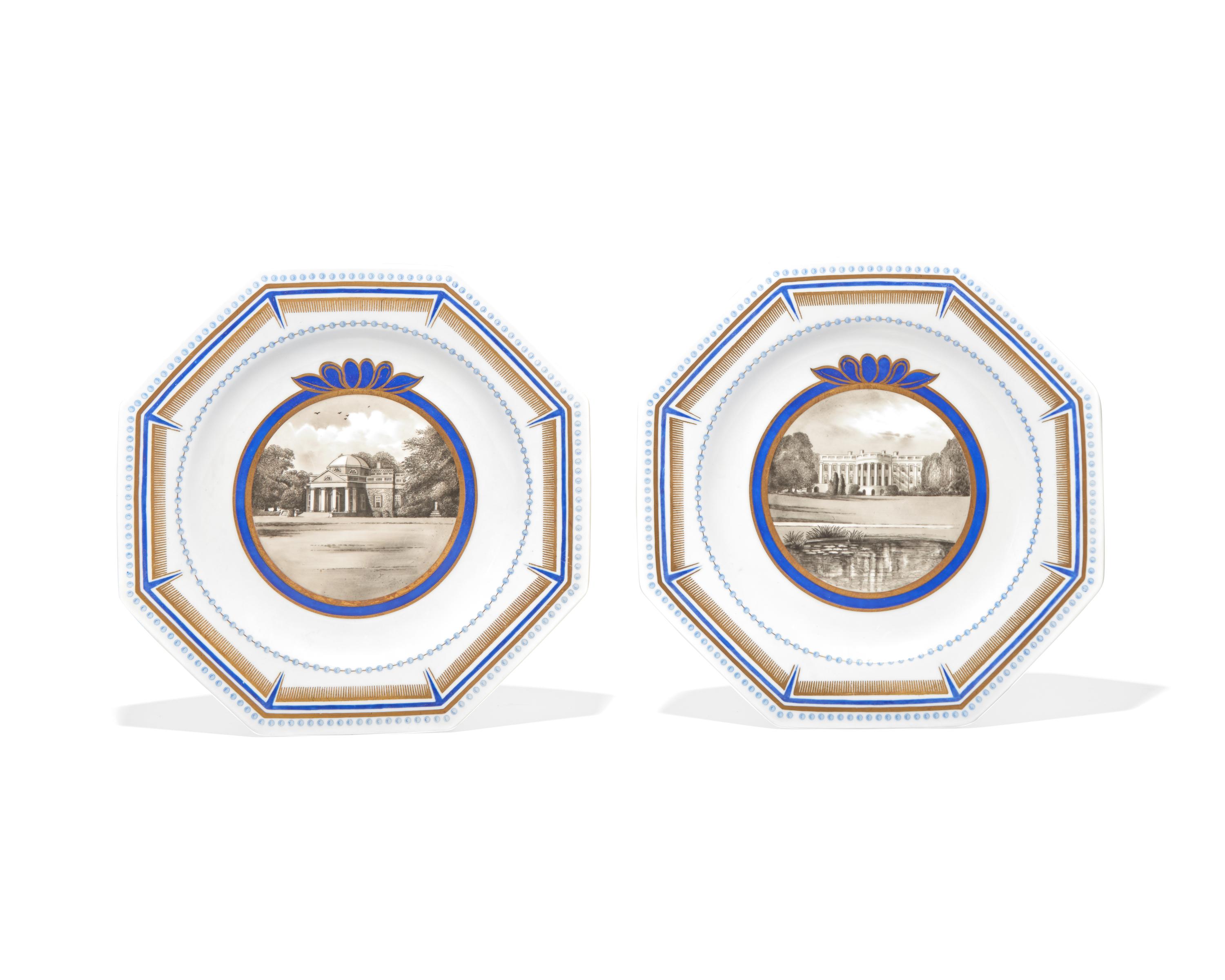 A Pair of Wedgwood Painted Porcelain Cabinet Plates