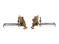 A Pair of Continental Gilt Bronze Figural Chenets