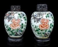 A Pair of Famille Verte Porcelain Jars