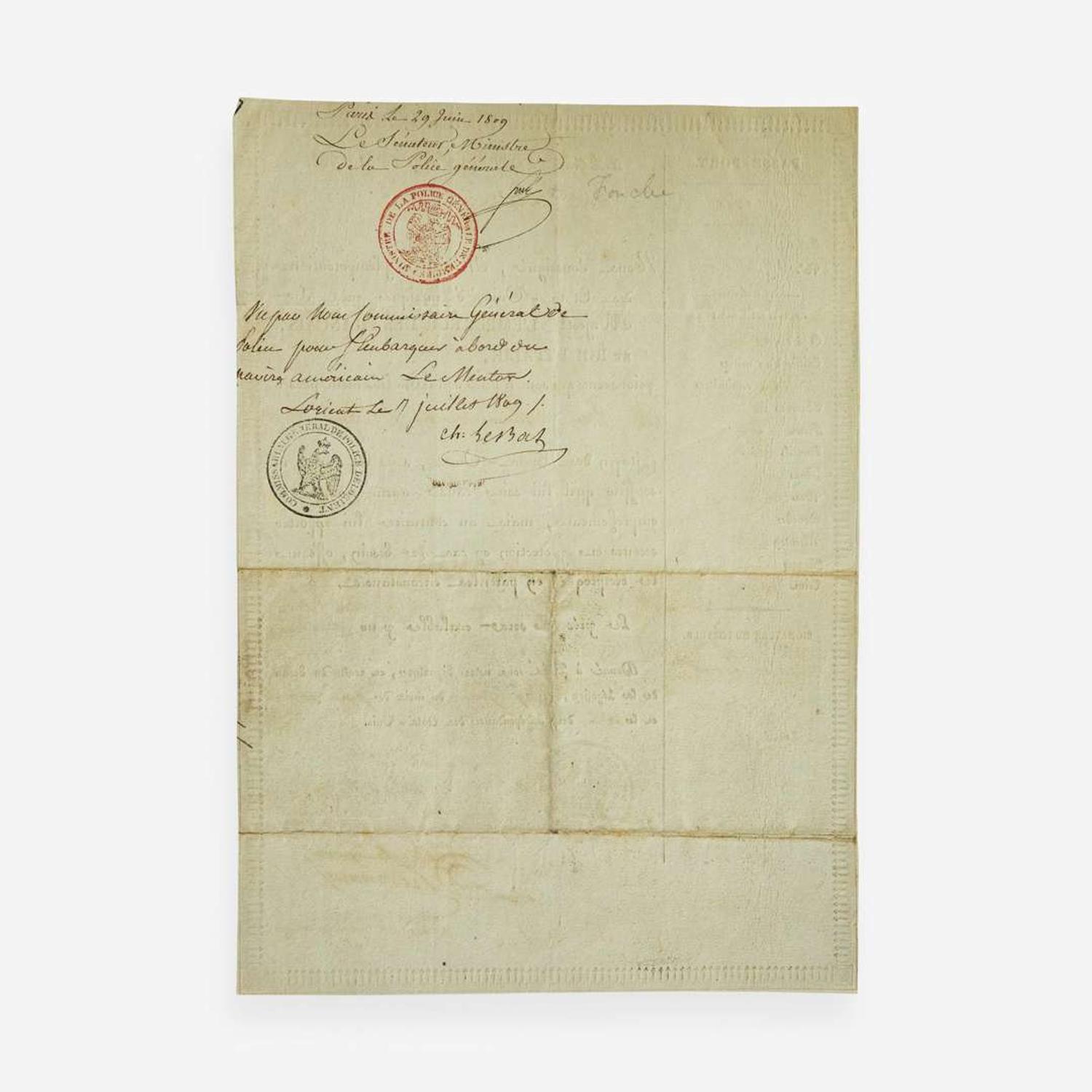 [Americana] [Louisiana Purchase] Armstrong, John Partially-Printed Second Bill of Exchange, signed