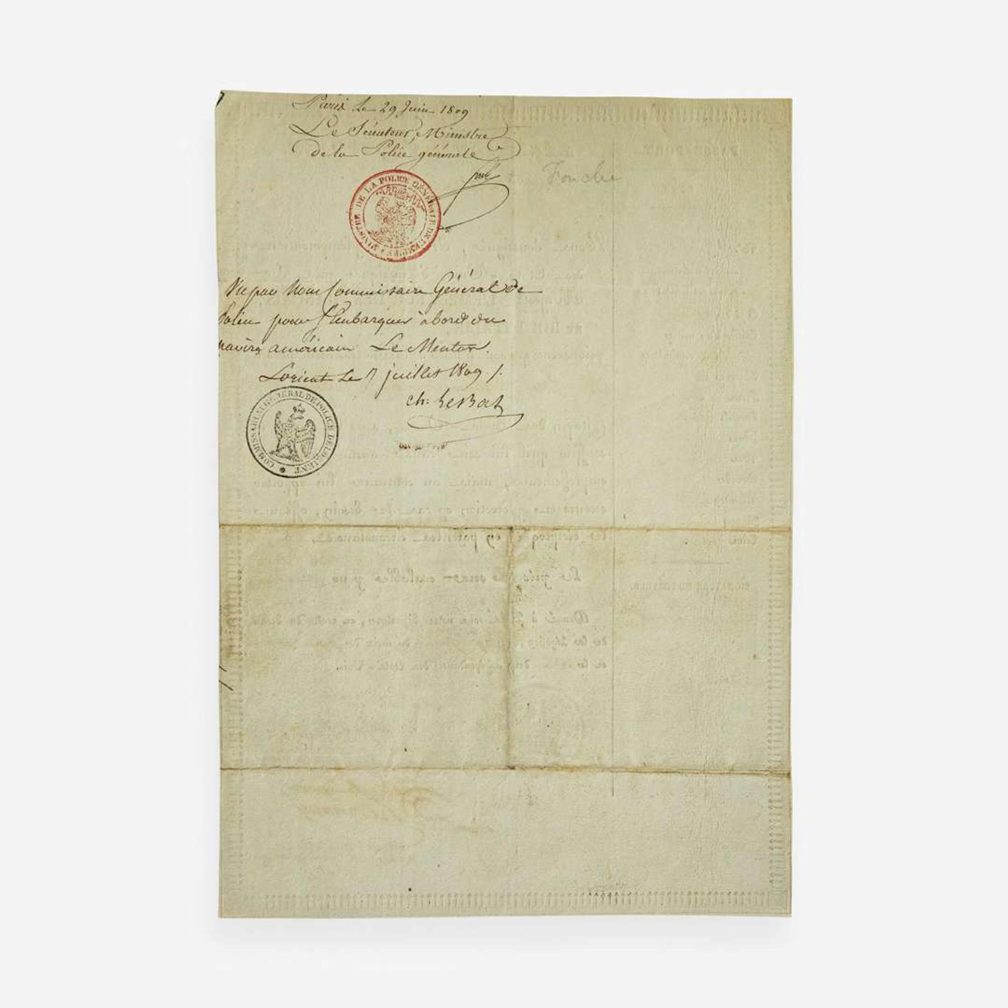 [Americana] [Louisiana Purchase] Armstrong, John Partially-Printed Second Bill of Exchange, signed