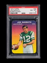 A 1970 Topps Joe Namath Super Glossy Football Card (PSA 8 NM-MT)