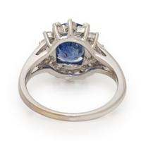 Sapphire, Diamond, and White Gold Ring