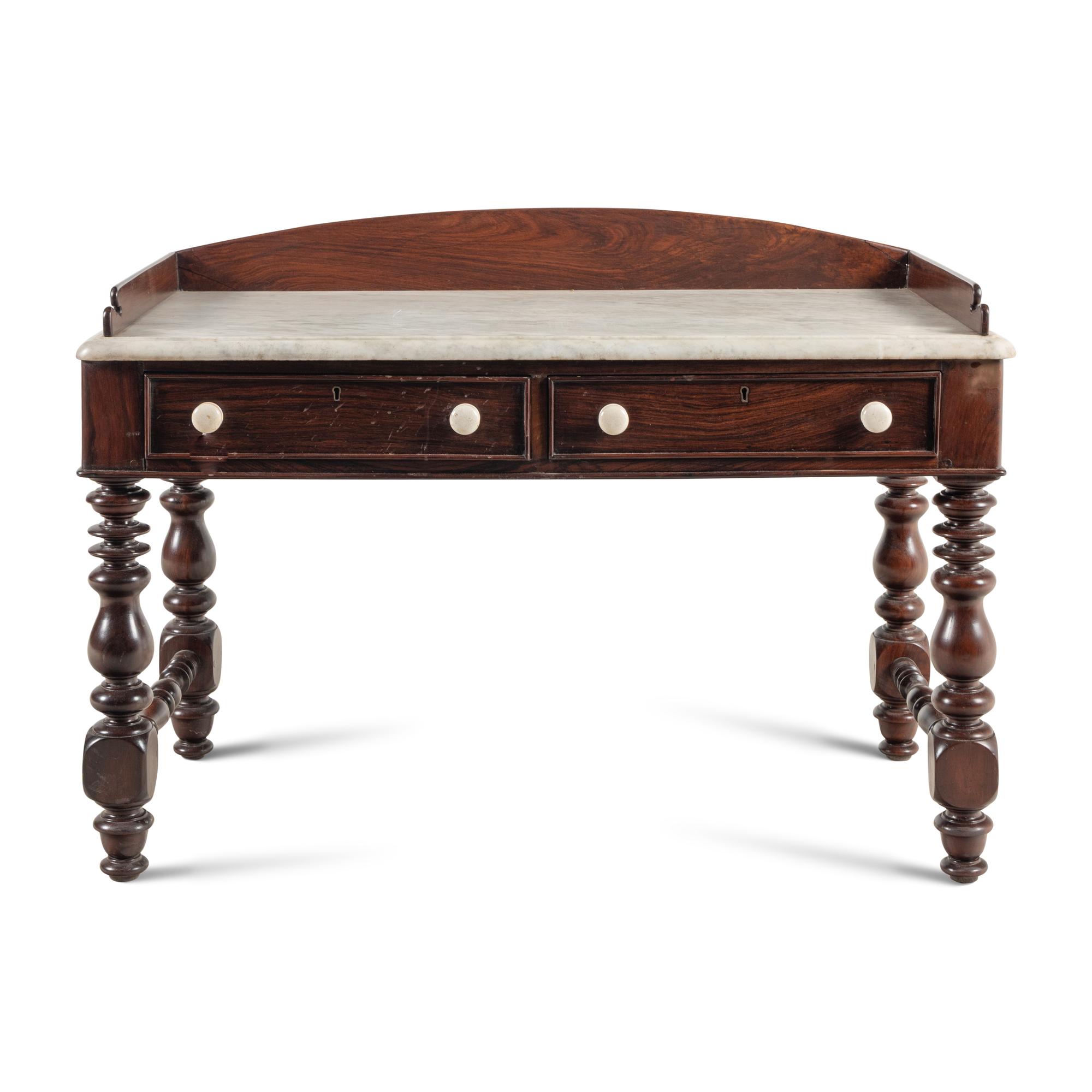 An English Rosewood and Marble Serving Table