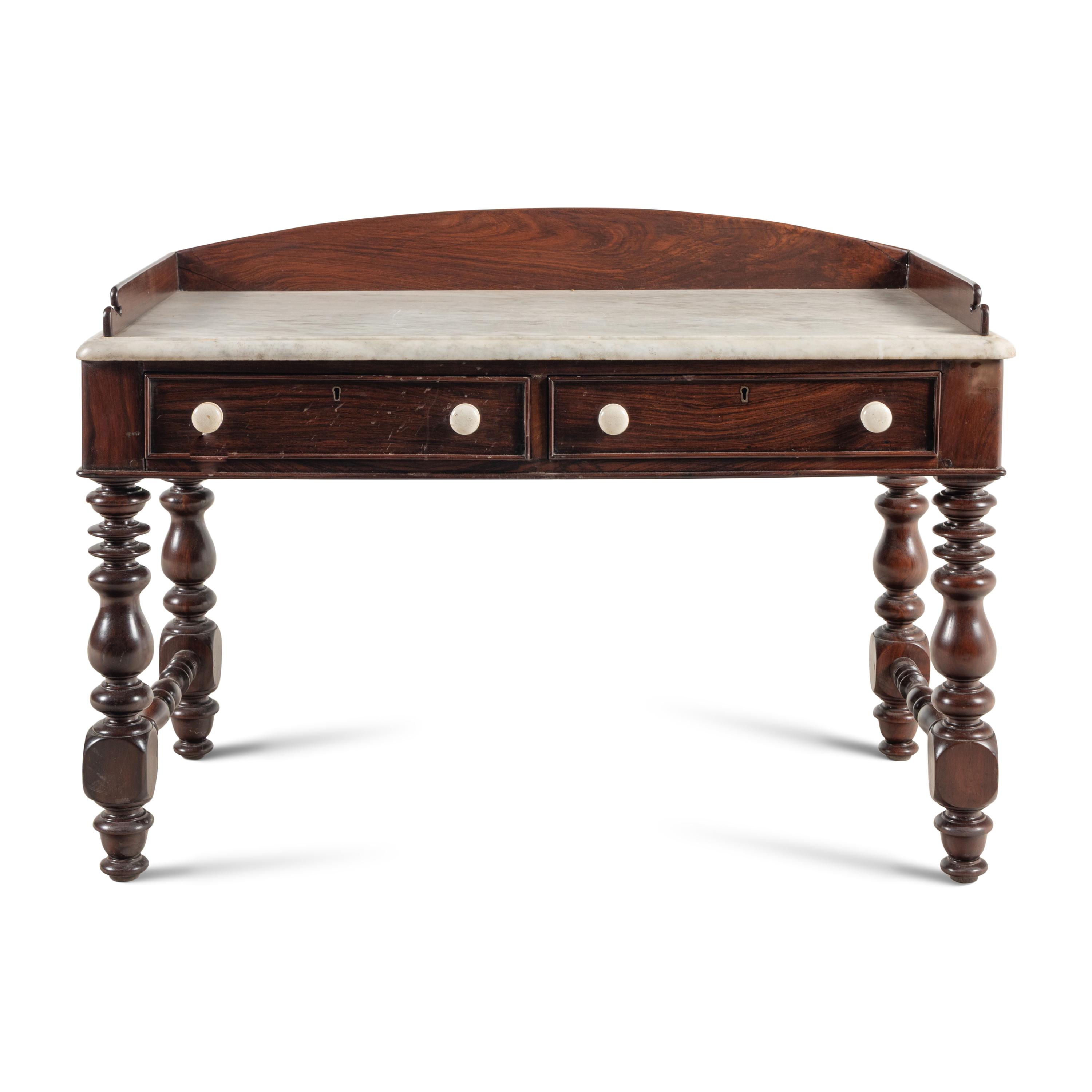 An English Rosewood and Marble Serving Table