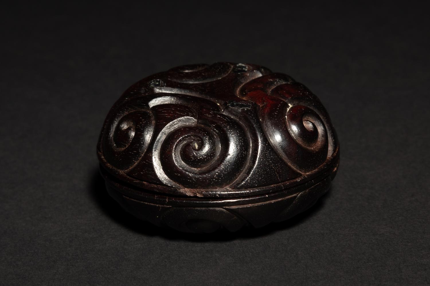 A Carved Zitan Wood 'Ruyi' Box and Cover