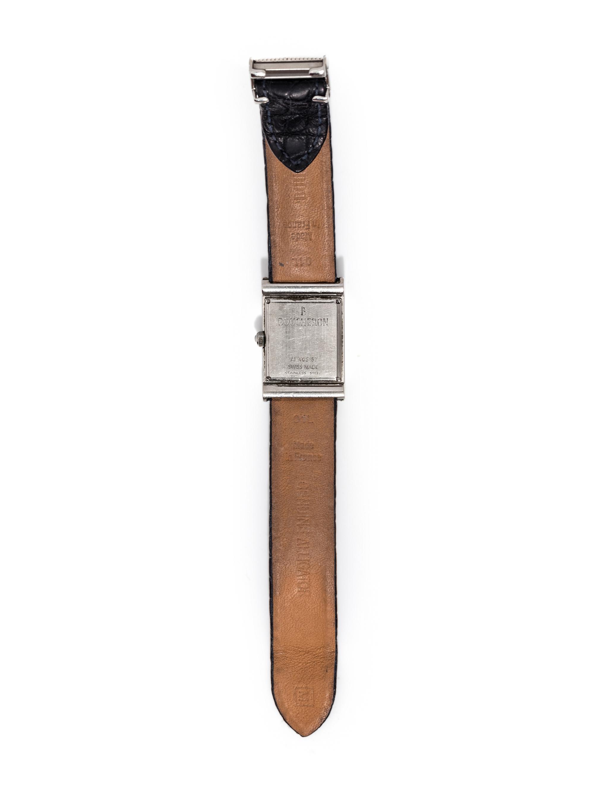 BOUCHERON, STAINLESS STEEL AND DIAMOND 'REFLET' WRISTWATCH