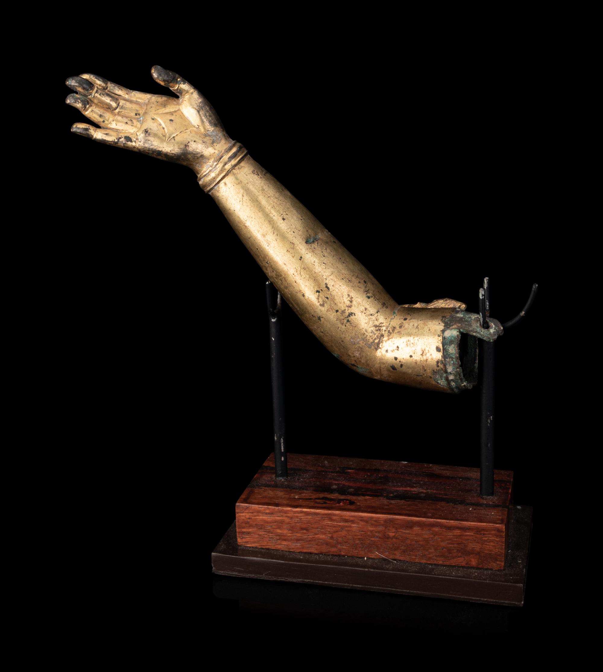 A Chinese Gilt Bronze Buddha's Arm