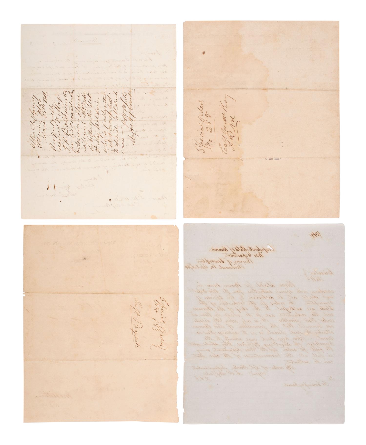 [CIVIL WAR] -- [CONFEDERATE]. A group of 8 documents associated with Major Pleasant W. White (1820-1919), CSA Chief Commissary Officer for Florida.
