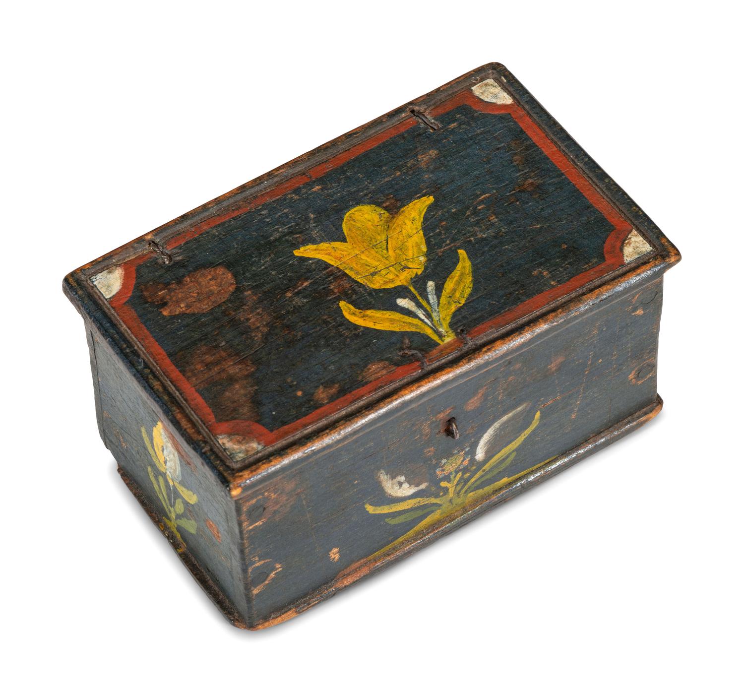 A Miniature Paint Decorated Pine Dresser Box