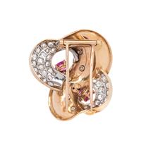 FRENCH, RETRO, RUBY AND DIAMOND BROOCH