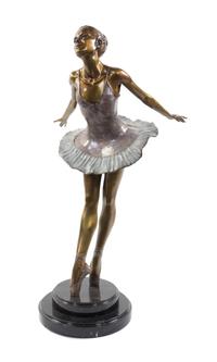 A Continental Cold Painted Bronze Figure, Height 42 1/2 inches.